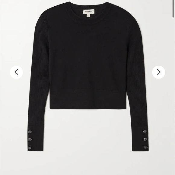 L'agence Sky Button Detail Crop Crew Sweater - Picture 4 of 13